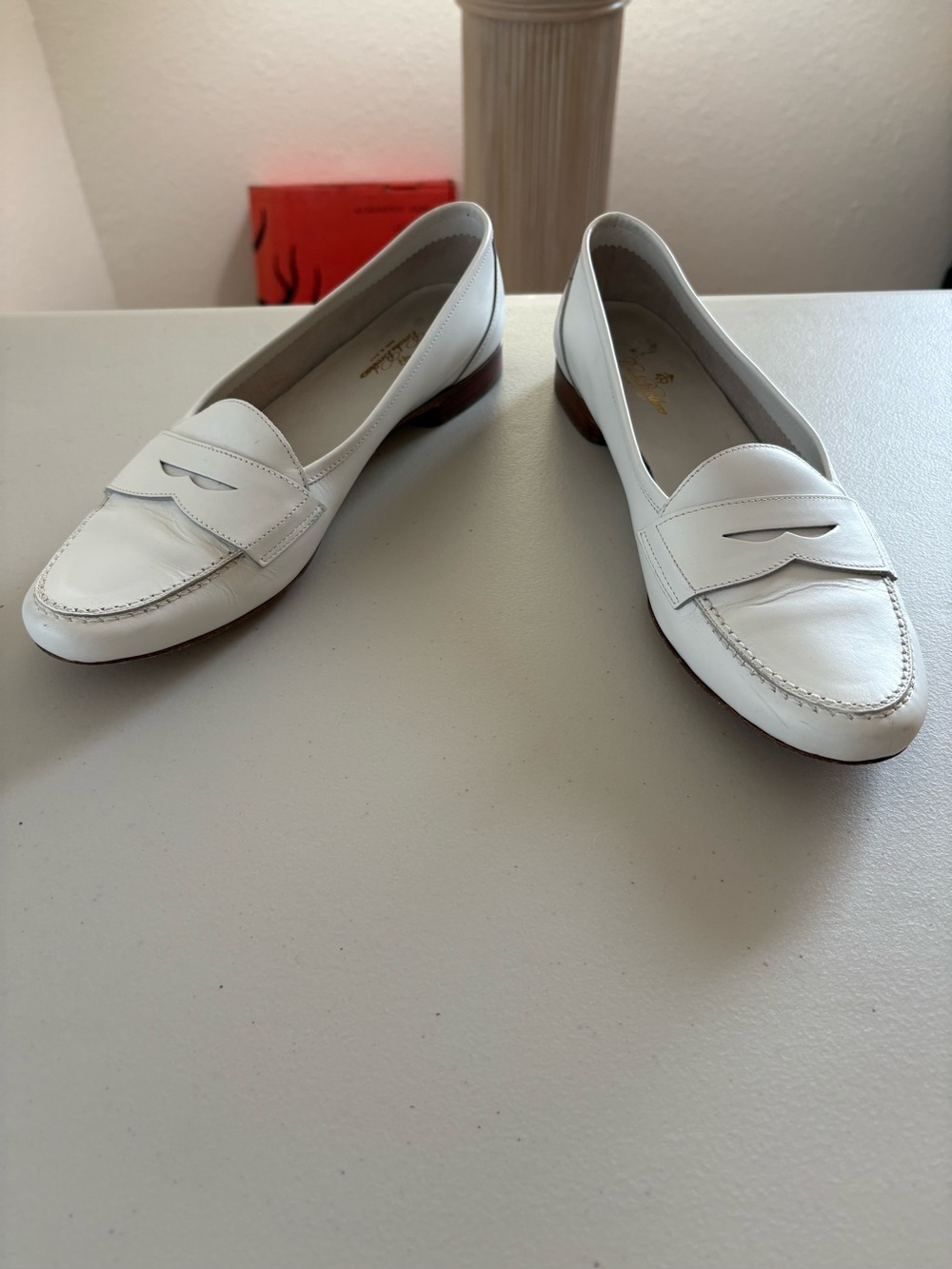 Brooks Brothers White Leather Penny Loafers